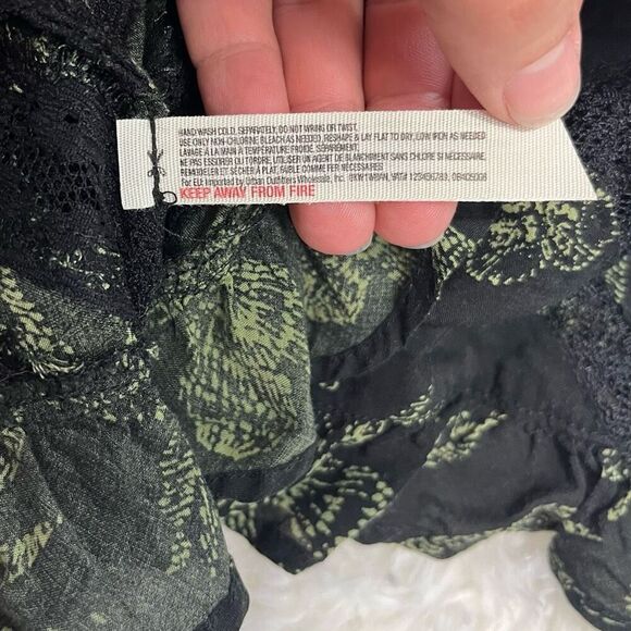 Intimately Free People Voile & Lace Trapeze Dress Rare Green Floral Print Sz Sm - Picture 7 of 16